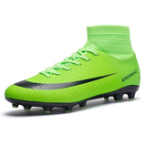 Cungel Men Football Boots Soccer Cleats Boots Long Spikes TF Spikes Ankle High Top Sneakers Soft Indoor Turf Futsal Soccer Shoes