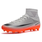 Cungel Men Football Boots Soccer Cleats Boots Long Spikes TF Spikes Ankle High Top Sneakers Soft Indoor Turf Futsal Soccer Shoes