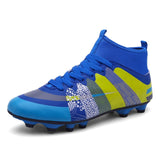 Cungel Men Football Boots Soccer Cleats Boots Long Spikes TF Spikes Ankle High Top Sneakers Soft Indoor Turf Futsal Soccer Shoes