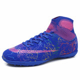 ZHENZU Turf Indoor Black Men Soccer Shoes Kids Cleats Training Football Boots High Ankle Sport Sneakers Size 35-45 Dropshipping