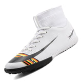 Football Turf Shoes Men Women Soccer Boots with Sock Breathable Soccer Shoes Tf Yellow White Sock Soccer Boots with Ankle