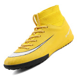 Football Turf Shoes Men Women Soccer Boots with Sock Breathable Soccer Shoes Tf Yellow White Sock Soccer Boots with Ankle